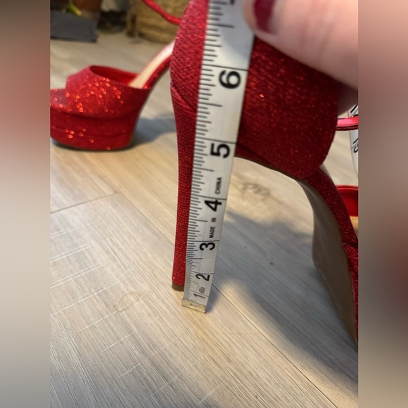 Gianni Bini Red Glitter High Heels - Picture 7 of 7